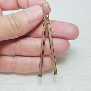14k Yellow Gold Earrings LeverBack Square Stick Column Italy Milros 2.3gr
